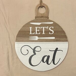 'Let's Eat' Round Wooden Wall Decor 12’